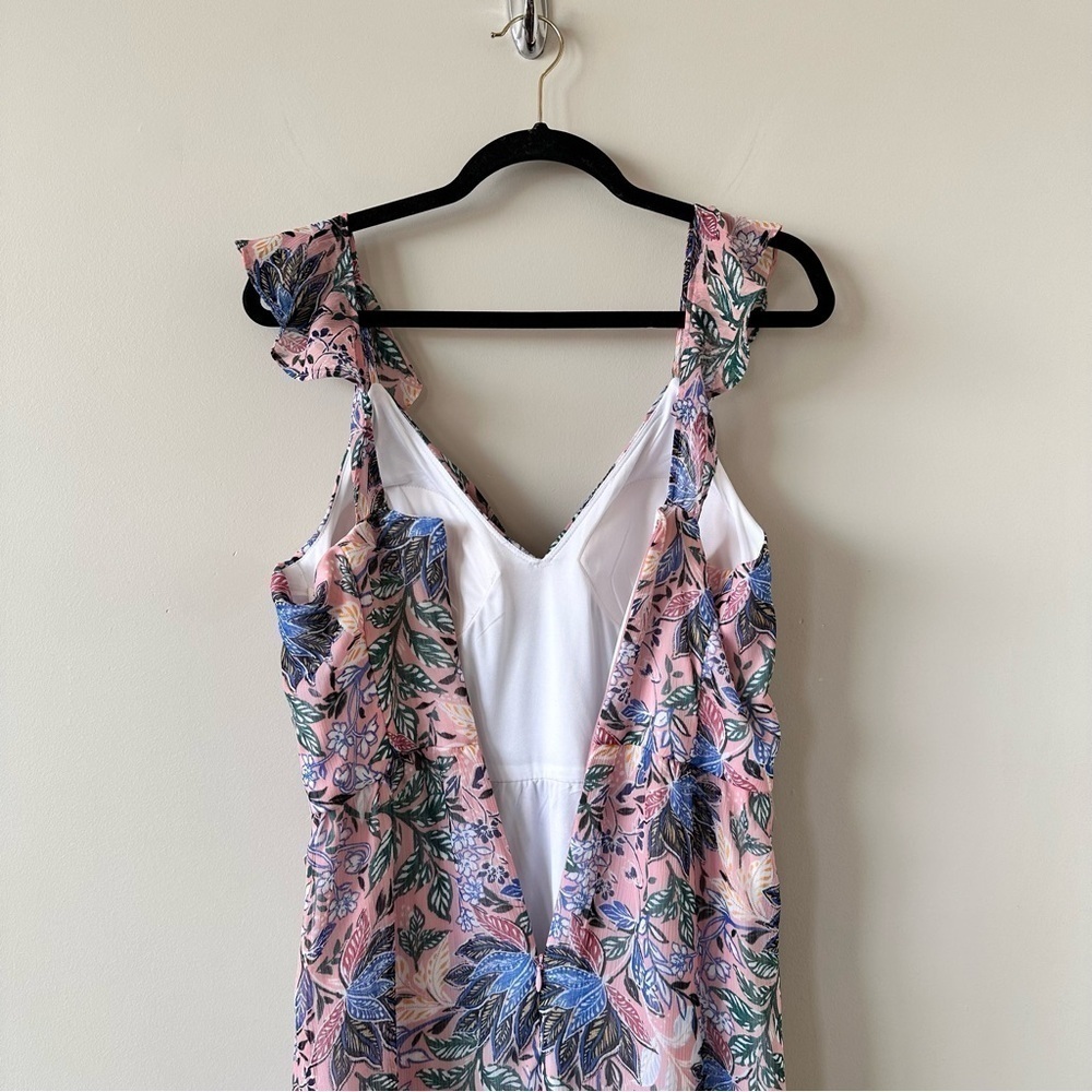 Guess Pink Floral Ruffle-Shoulder High-Low Maxi Dress - Picture 6 of 11